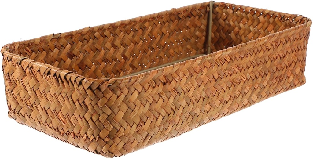 Cabilock Woven Storage Basket for Cutlery and Condiments Multifunctional Desktop Organizer Space Saving Design Easy to Clean Seagrass Basket