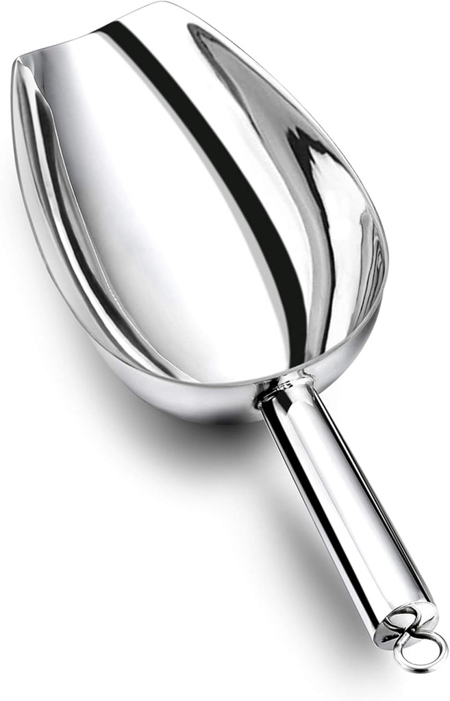 P&P CHEF Food Ice Scoop, Stainless Steel Scoop, Metal Candy Popcorn Flour Utility Scooper for Wedding Party Bar Kitchen Bath, Heavy Duty & Dishwasher Safe, (12oz, 1Pc)