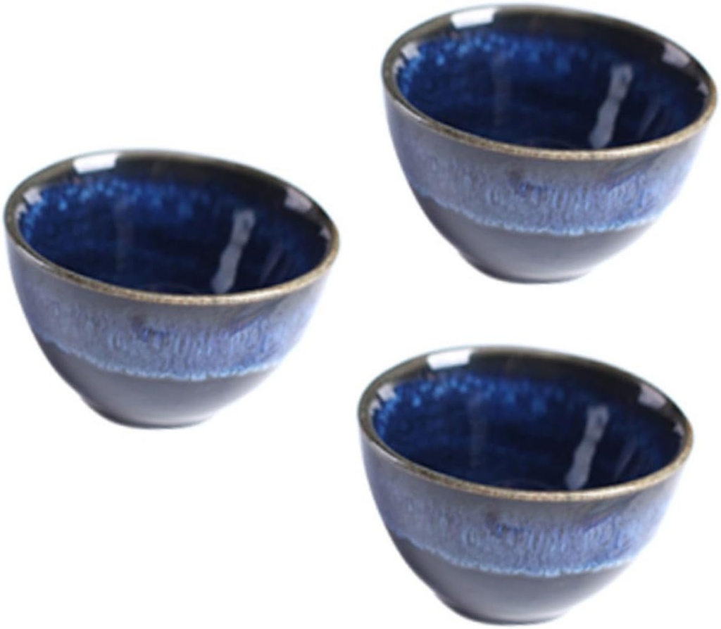 Veemoon 3pcs Japanese Ceramics Cup Set Tea Cup Sake Wine for Tea Water Soup Cold Hot Beverages