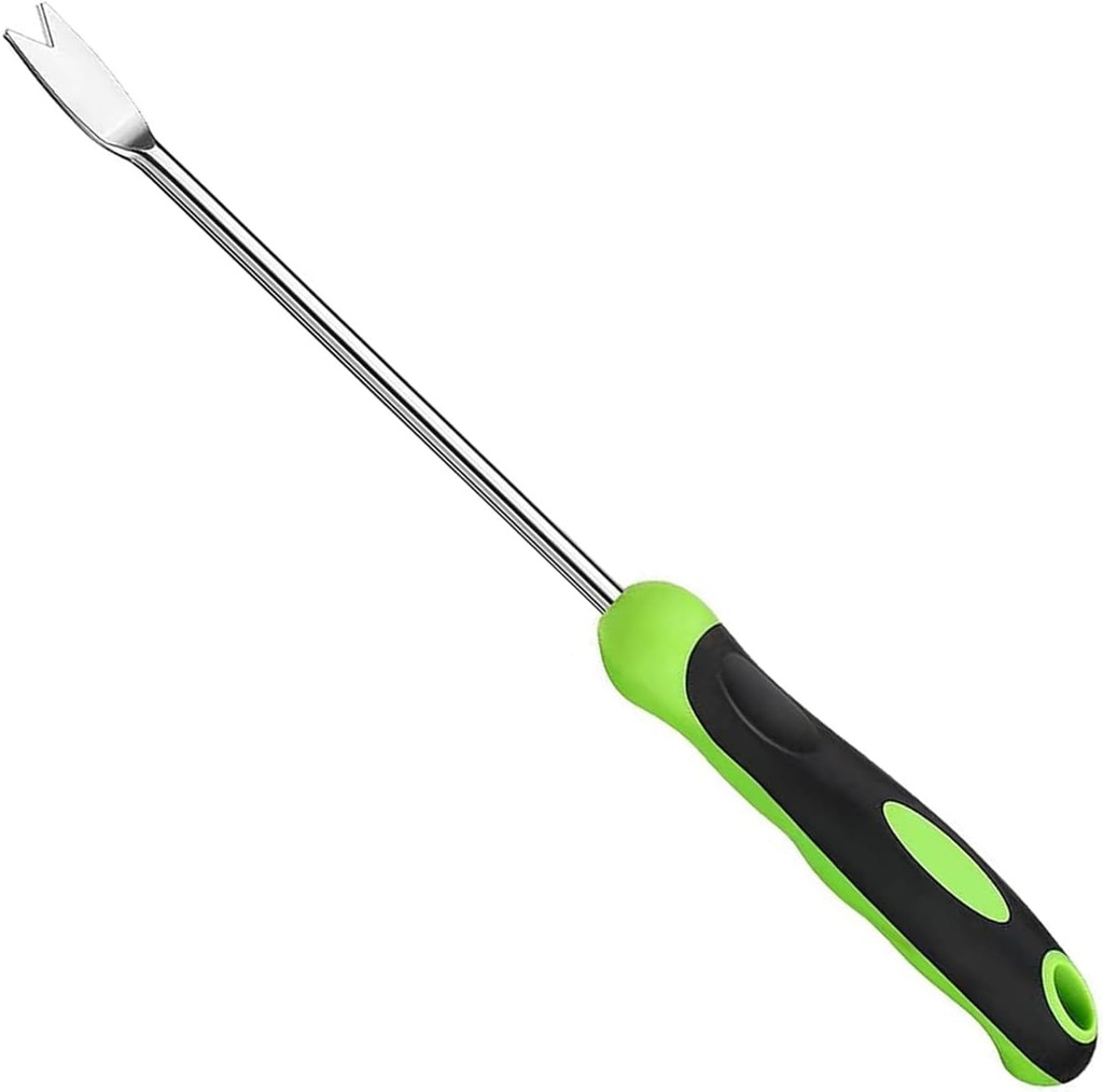 Dandelion Weeding Tool V-Shaped Fork Easy Weed Removal Stainless Steel Manual Weeder with Ergonomic Handle (Plastic)