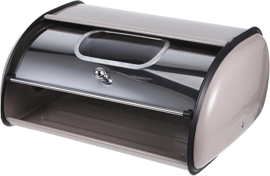 Stainless Steel Bread Storage Box Window Modern Drum-shaped Bread Holder for Kitchen Countertop Elegant Mirror Finish for Home and Restaurant Use