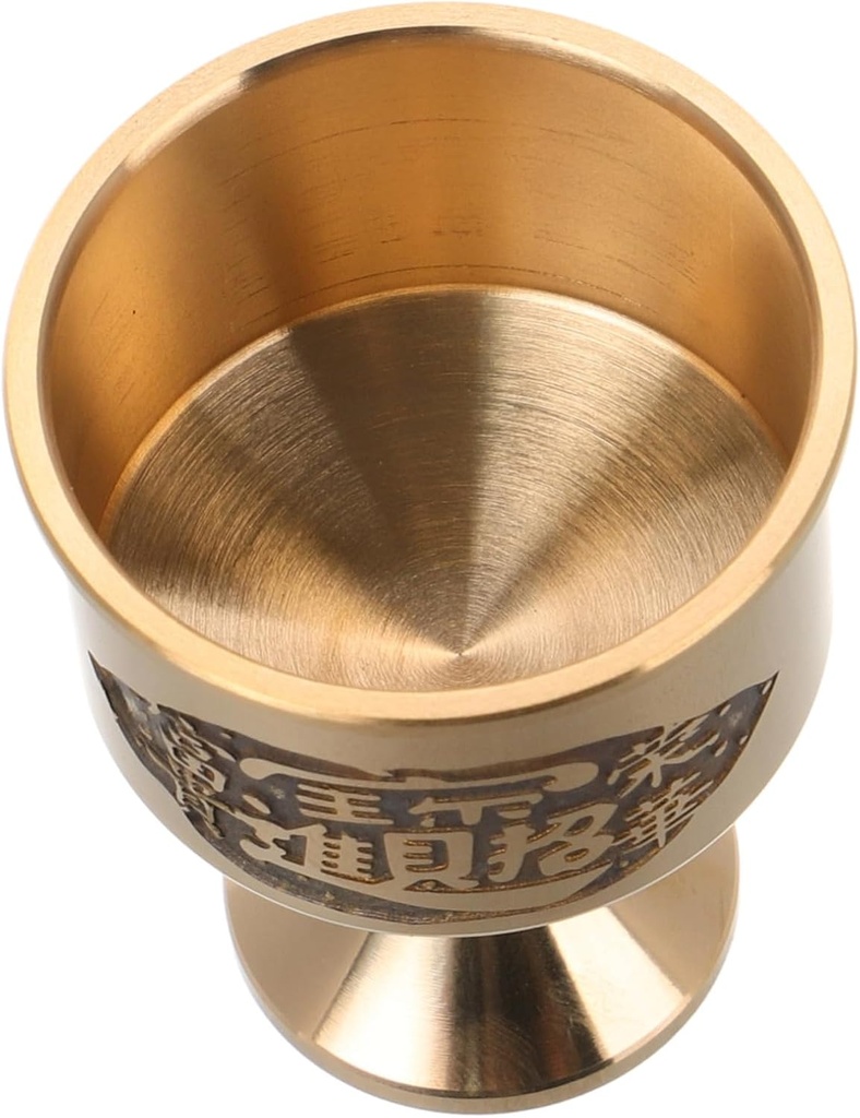 GLEAVI Metal Goblet Intricate Engravings Holy Vintage Altar Wine Cup for Religious Gatherings Elegant Communion Tumbler Chinese Embossed Designs for Spiritual Practices and Decor