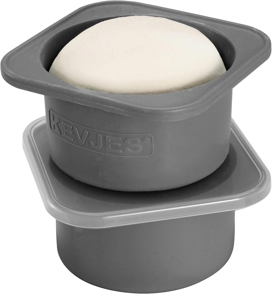 1000ml PLUS Individual Pizza Dough Proofing Containers with Airtight Lids – Food Grade Silicone, Freezer/Dishwasher Safe –Neapolitan Dough Rising & Fermentation – 2 Pack (Space Grey)