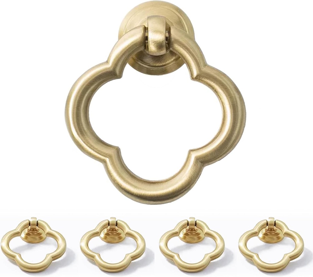 Gold Cabinet Knobs Round Brushed Brass Kitchen Knobs Zinc Alloy Dresser Metal Cabinets Cabinet Handles for Drawer Desk Cupboard (10 Pack)