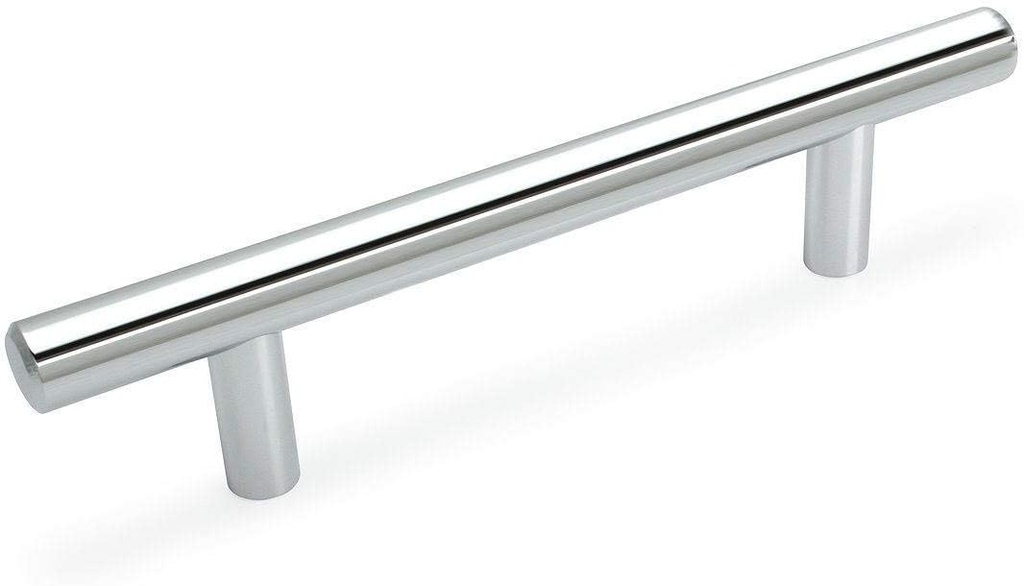 Cosmas 25 Pack 305-4CH Polished Chrome Cabinet Hardware Euro Style Bar Handle Pull - 4" Hole Centers, 6-3/8" Overall Length
