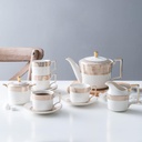 Bone China Coffee Set Porcelain Tea Set Ceramic Mug Pot Sugar Bowl Creamer Teapot Drinking Set Coffee Utensils(D)