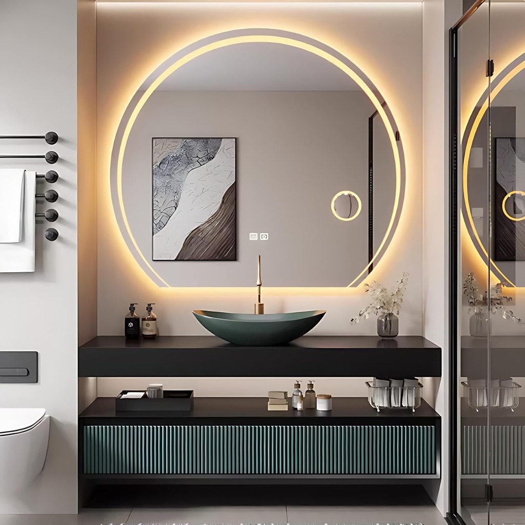 60 inch Bathroom Vanity with Sink - Modern Floating Bathroom Vanity with Sink and Smart Defog Mirror, Stylish Bathroom Sink Cabinet with 3 Drawers, Complete Accessories