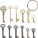 12-Key Skeleton Key Set, Universal Replacement Vintage Keys Kit for Antique Dresser, Chinese Cabinet, Antique Furniture and Old Style Cabinets or Doors