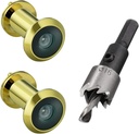 TOGU 2PCS of 220-degree Solid Brass Peep Holes for Door with 16mm Drill Bit, 0.63 inch Door Peephole with Privacy, Compatible with Door Thick from 1-3/8" to 2-1/6", PVD Gold Finish