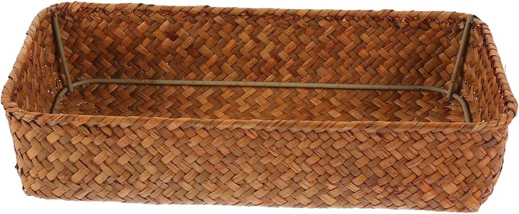 Storage Basket Lid Cutlery Organizer Woven Cutlery Basket Desktop Sundry Tray