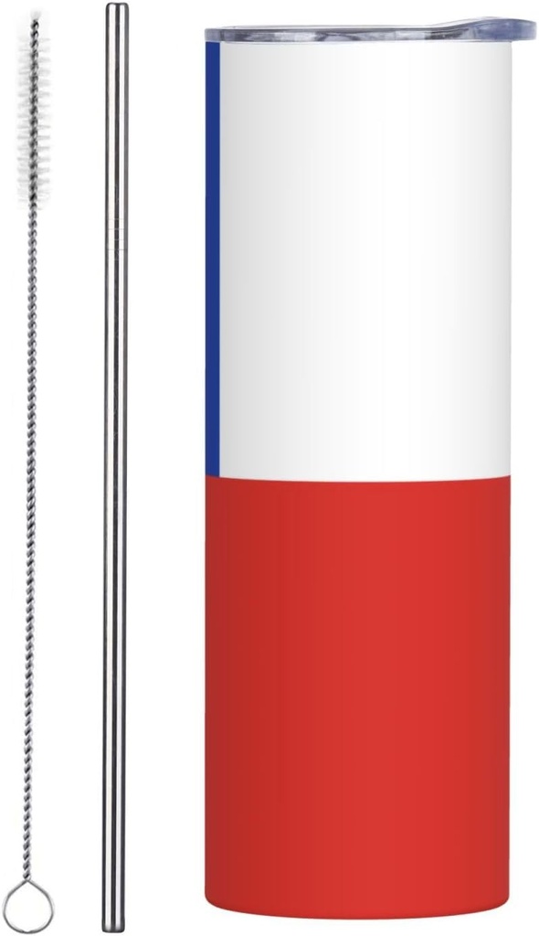 20ozFlag of Chile stainless steel straw lid cup, double-layer stainless steel, can be drunk directly or with a straw