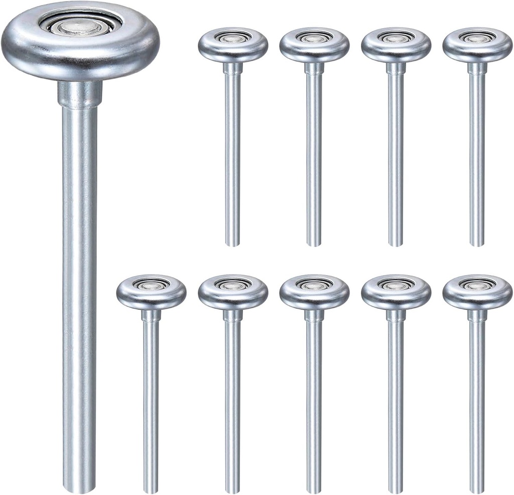 uxcell 10pcs 1.8" Steel Garage Door Rollers for 2" Garage Track, 7" Long Stem Roller Wheels, Precision Bearing 10 Balls, Silver Tone
