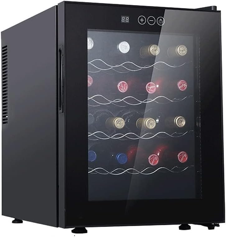 48L Compressor Wine Cooler Refrigerator with Lock, Standing Wine Cellar for Red, Champagne & Sparkling Wine, 41°F-64°F Digital Temperature Control, Glass Door