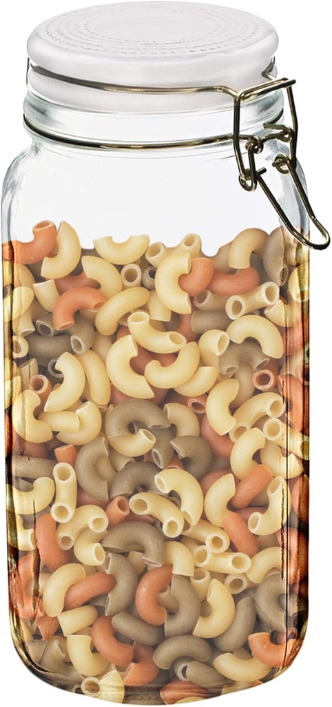 Stylesetter Bianca Canister Glass Jar-67 oz w/Airtight Ceramic Lid for Cookies, Candy, Coffee, Flour, Sugar, Rice, Pasta, Cereal & More, Large, Dots