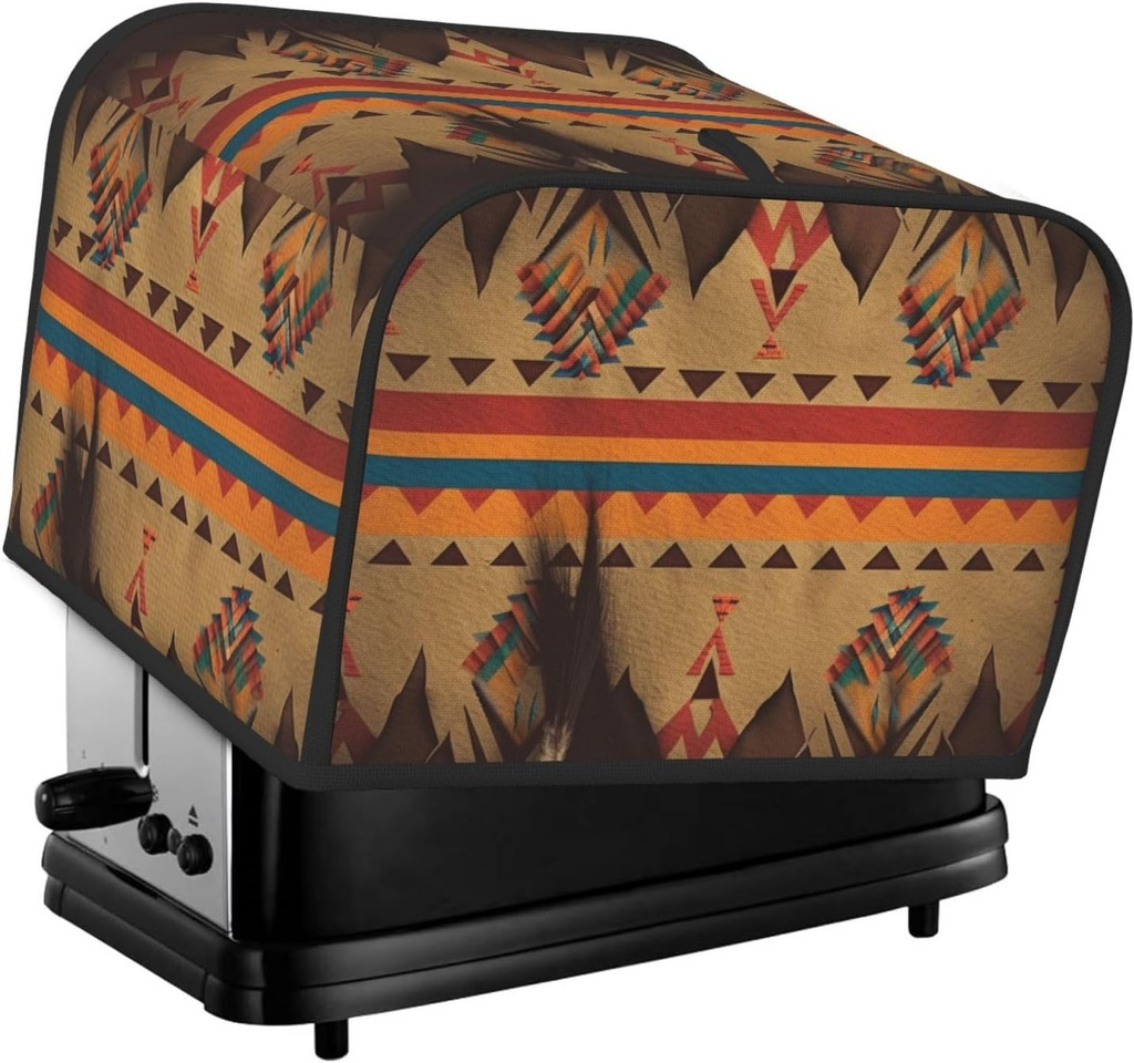 4 Slice Toaster Cover with Two Pockets for Storing knife Super Soft Appliance Cover Native American Dust Cover for Kitchen Small Oven Cover Kitchen Bread Machine Protector Cover