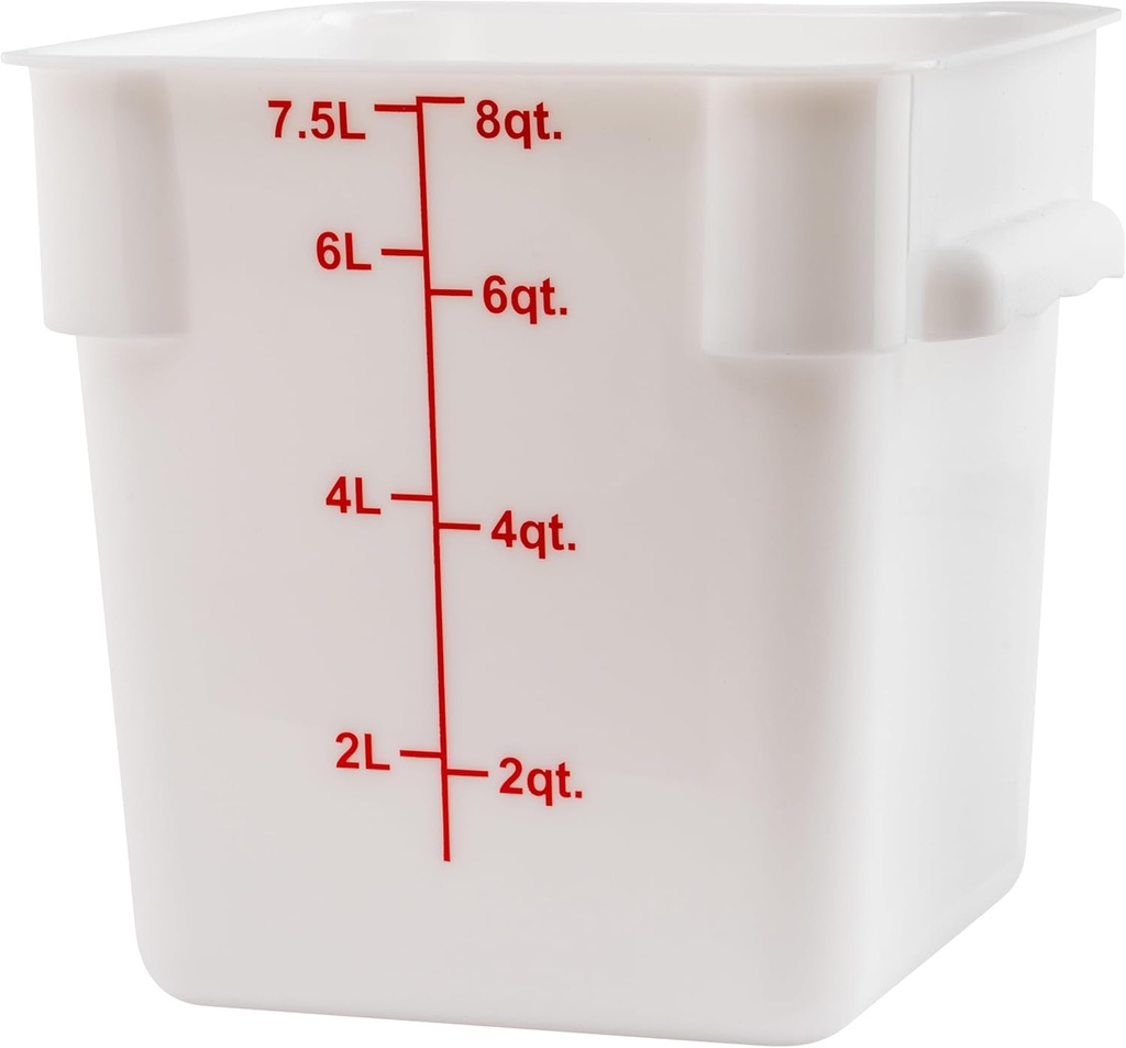 Winco Square Storage Container, 8-Quart, White