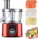 Commercial Food Processor Electric Vegetable Dicer Chopper 600W 2 in 1 Professional Multifunctional Veggie Shredder Grater with Stainless Steel Blades, for Onions, Carrots, Cucumbers,Red