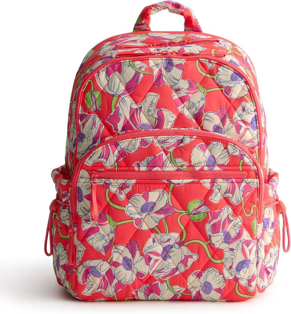 Vera Bradley Women's Featherweight Large Bancroft Backpack, Swirling Poppies, One Size