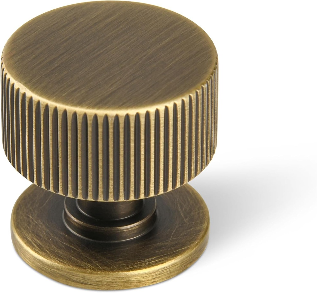 Antique Brass Kitchen Cabinet Knob 5 Pack,1-1/10 Inch Solid Brass Dresser Drawer Knob, Furniture Pulls for Bathroom Bedroom Closet Wardrobe Vanity,Furniture Hardware Handles