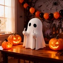 Halloween Ghost Figurine - Spooky Resin Statue, Cute Finger Ghost Ornaments, Perfect for Indoor & Porch Decor
