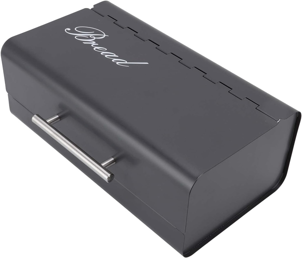 Bread Bin, Bread Box for Kitchen Countertop Large Bread Box Farmhouse Bread Container Bread Storage with Clamshell Door Bread Holde for Home Kitchen Office (Black Grey)