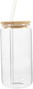 Garneck Milk Tea Drinking Glass with Bamboo Lid and Straw High-temperature Resistant Transparent Cup for Cocktails Juice and Beverages Capacity Easy to Clean