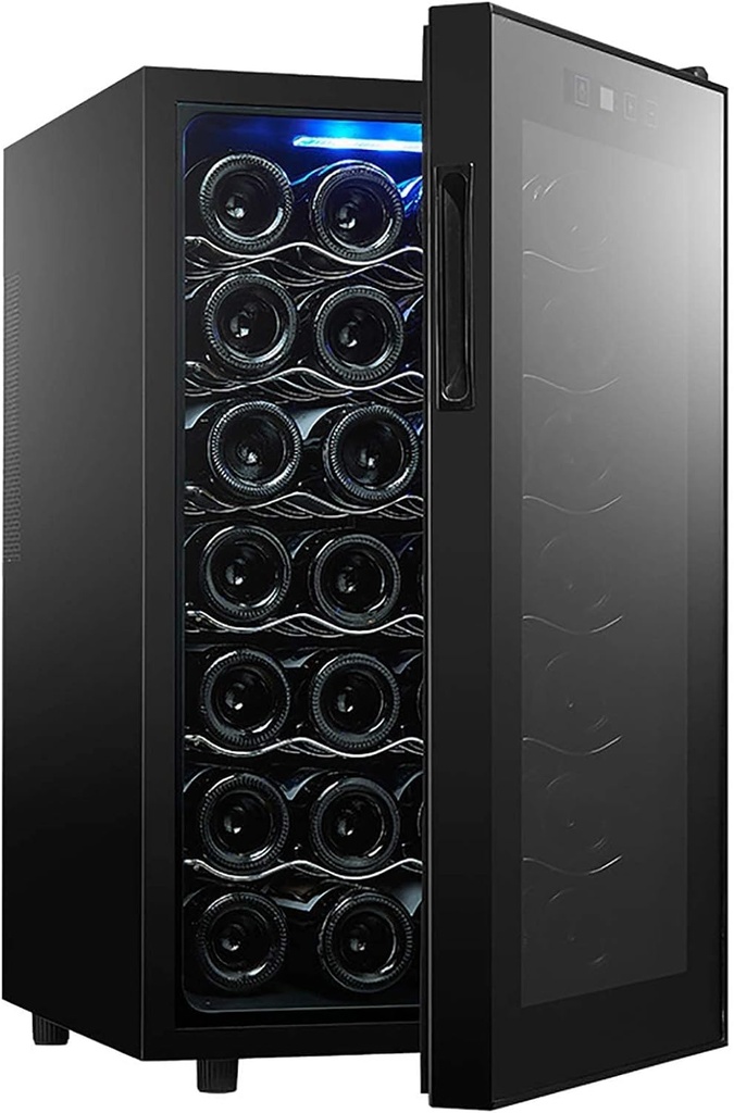 28 Bottle Compressor Wine Cooler Refrigerator Freestanding Quiet Operation Wine Fridges Cellar Digital Touch Display Anti Light Finish Auto-Defrost Double-Layer Glass Door