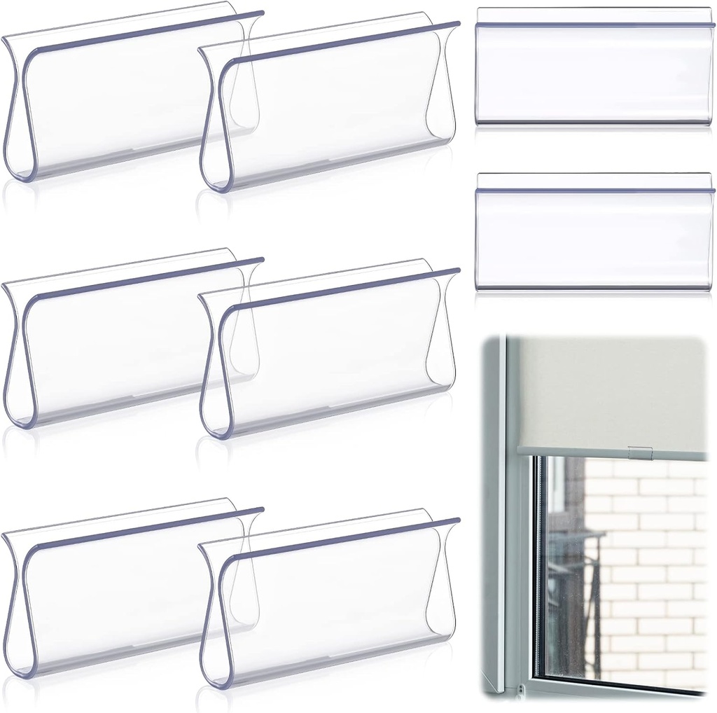 8 Pieces Window Shade for Roller Pull Down Roller Shades Handle Blinds for Windows Grips Plastic Hem Grip Hardware for Home Rv Rolling Curtain Accessories (Clear)