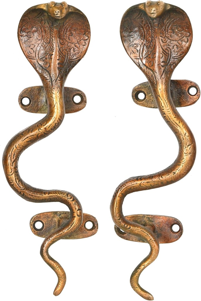 Exotic India Snake Door Handles, Antique-Yellow
