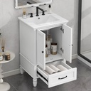 Favfurish 20" Bathroom Vanity with Sink and 2 Doors, Water-Resistant Wood One Cabinet Vanities w/Magnetic Door Stopper & Adiustable Foot Pads,Drawer,Multi-Functional Storger Space,White