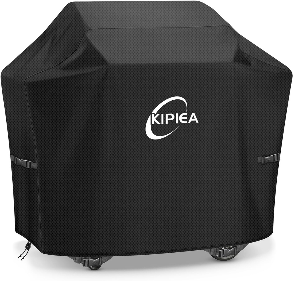 Kipiea Upgrade BBQ Grill Covers 52 inch, Heavy-Duty BBQ Covers, Universal Outdoor Grill Covers with 4 Windproof Buckles, No Tears Anti UV No Fading (52" W x 26" D x 43" H)