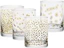 Mikasa Party Rocks Double Old Fashioned Whiskey, Set of 4, Gold/Silver