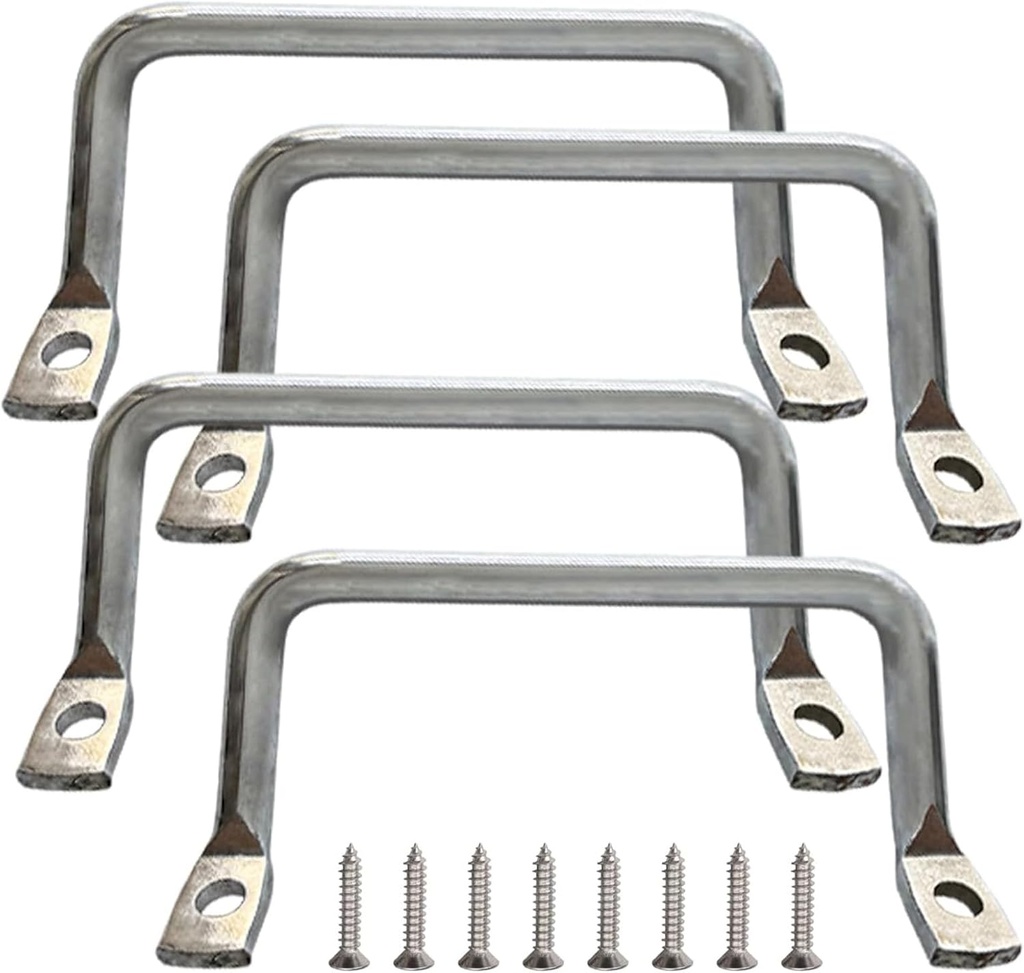 4Pcs Stainless Steel Tray Handle, Cutting Board Cabinet Hardware Handle, Serving Tray Pulls for Restaurant Charcuterie Board (Silver)