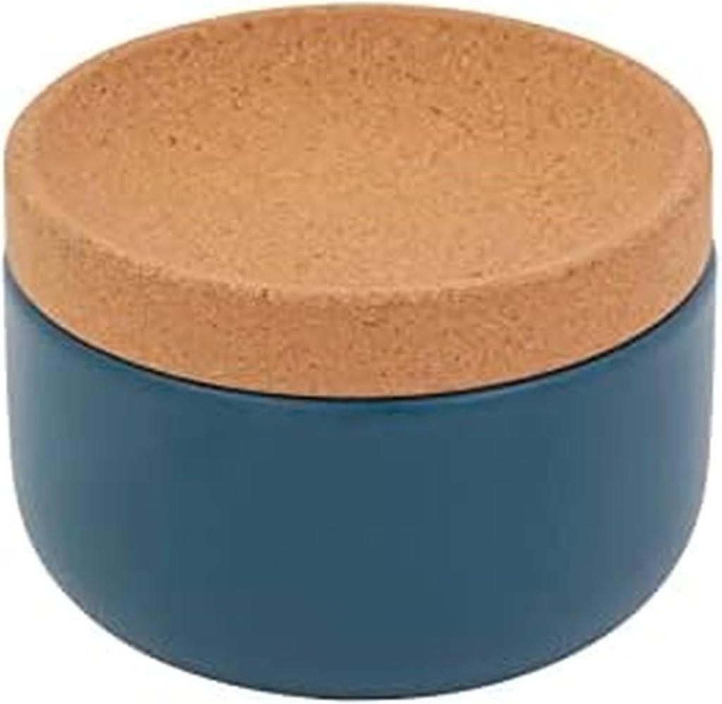 Kamenstein Ceramic and Cork Salt Pig with Easy Lift Lid for Easy Access,Teal