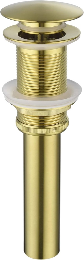 BESTILL Bathroom Sink Drain Stopper, Push Pop Up Drain Without Overflow, Brushed Gold