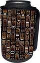 3dRose - Janna Salak Designs Tiki Masks - Tropical Tiki Print Small - Brown on Black - Can Cooler Bottle Wrap (cc-77483-1)