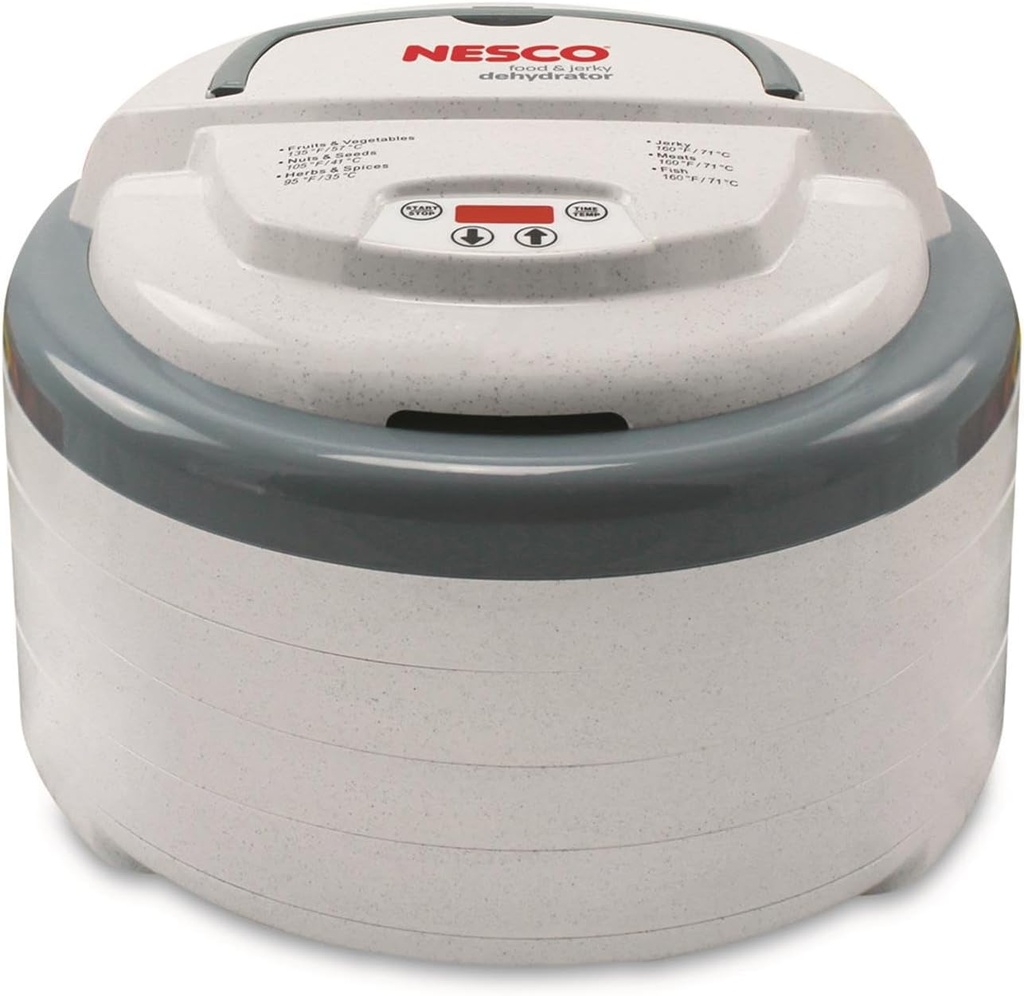 Nesco FD-79 Snackmaster Pro Digital Food Dehydrator for Snacks, Fruit, Beef Jerky, Meat, Vegetables & Herbs, Gray, 4 Trays, 1 Count (Pack of 1),Grey