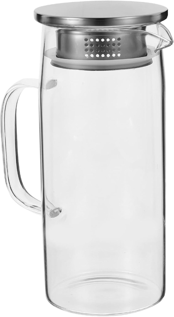 VICASKY Large Capacity High Borosilicate Glass Pitcher Explosion Water Jug for Hot and Cold Drinks Transparent Iced Tea and Juice Jug with Drip Spout Reusable Beverage Kettle for Parties