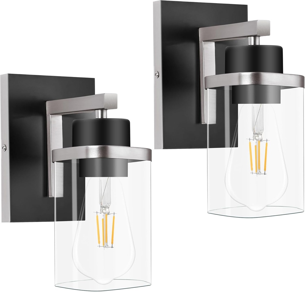 Holim Modern Wall Sconces Set of 2, Sconces Wall Decor Set of 2, Wall Lights for Living Room, Light Fixtures, Lamp, Sconce for Bedroom, Hallway, Kitchen, E26 Base (Square)