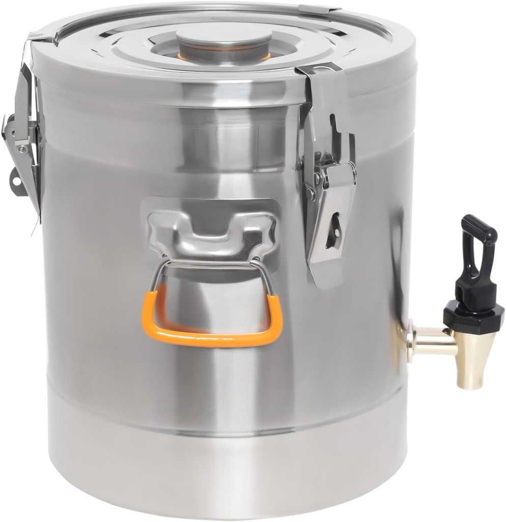 304 Stainless Steel Insulated Beverage Dispenser 2.64 Gallon (10 Liter) Hot and Cold Beverage Dispenser with Faucet for Businesses and Parties Serving Coffee, Milk, Juice and Iced Tea.