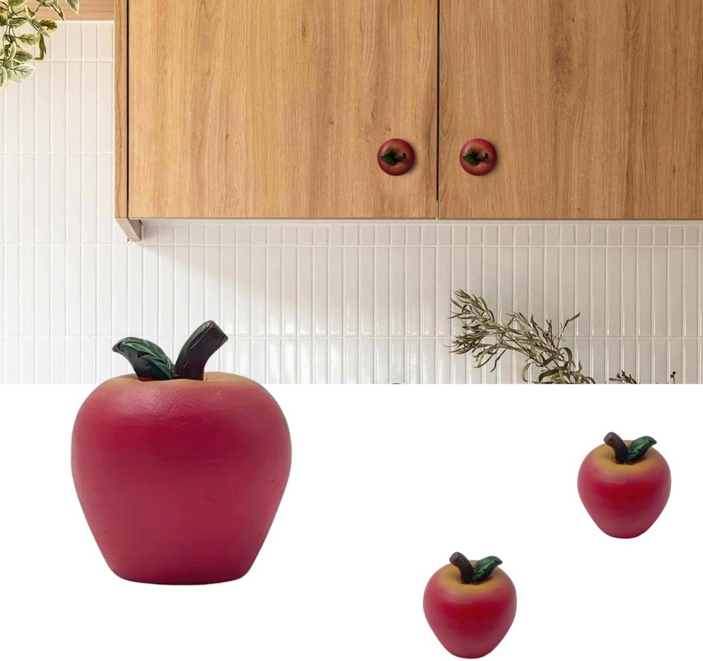 Fall Decor Harvest Apple Drawer Pulls Thanksgiving Resin Cabinet Knobs Handles Country Kitchen Home Decor (Pack of 6)