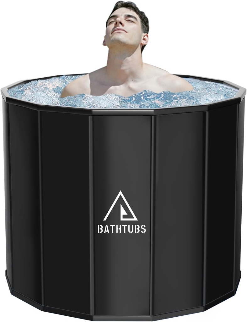 STARBRILLIANT Portable Bathtub for Adults, Easy to Assemble Collapsible Bathtub （31.5"L x 26"）, Suitable for Travel, Camping and Outdoor Activities (Black, L)