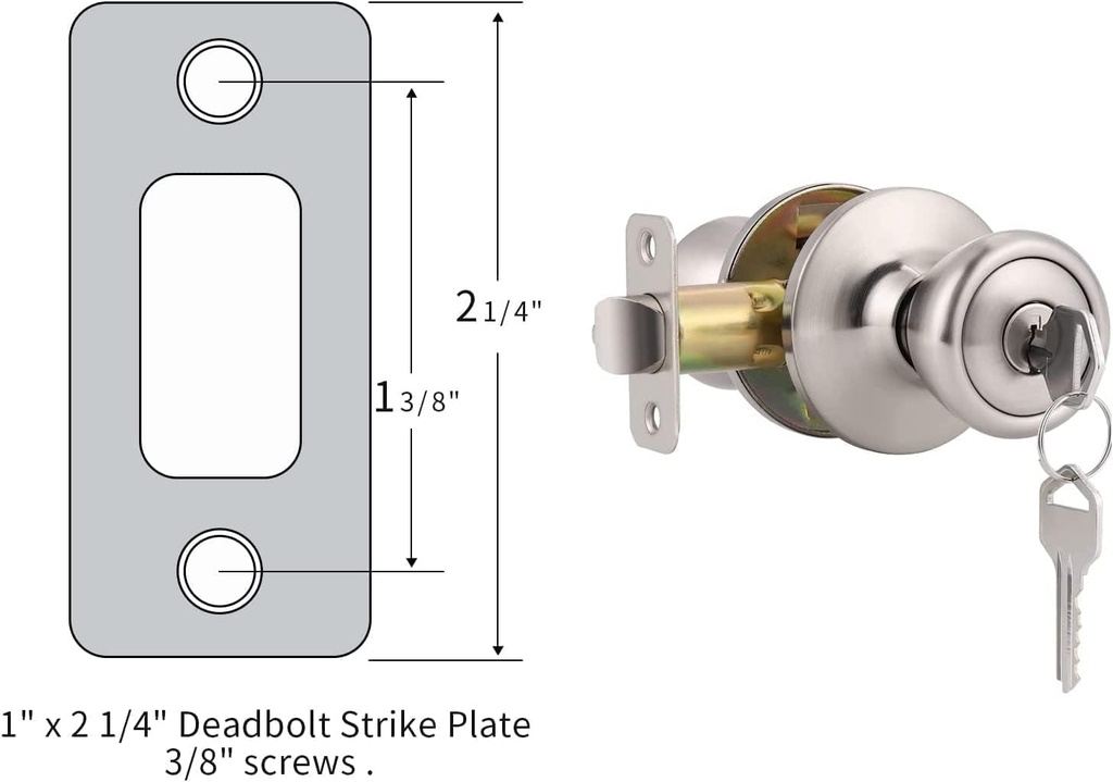Satin Brushed Nickel Deadbolt Strike Plate Door Backplate 1" x 2 1/4" Round Corner (1-Pack)