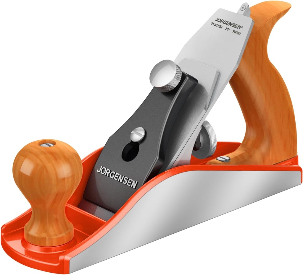 JORGENSEN No.4 10" Wood Planer, Hand Planer for Woodworking, Professional Smoothing Plane for Trimming, Craft - Hand Plane with Ductile Iron Body, Adjustable Cutting Depth