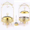 Buffet Pan with Hanging Lid - Buffet Food Warmer Set, Buffet Utensils and Warming Equipment, Stainless Steel Buffet Crock Pot, Heatable Buffet Tea Tray Set(Size:6.0L,Color:Gold)