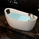 Empava 67" x 31" Freestanding Whirlpool Tub with Left/Right Drain,560W Stand Alone Bathtub with 7 Hydromassage Jets, Elegant Boat-Shaped,Acrylic,ETL Certified