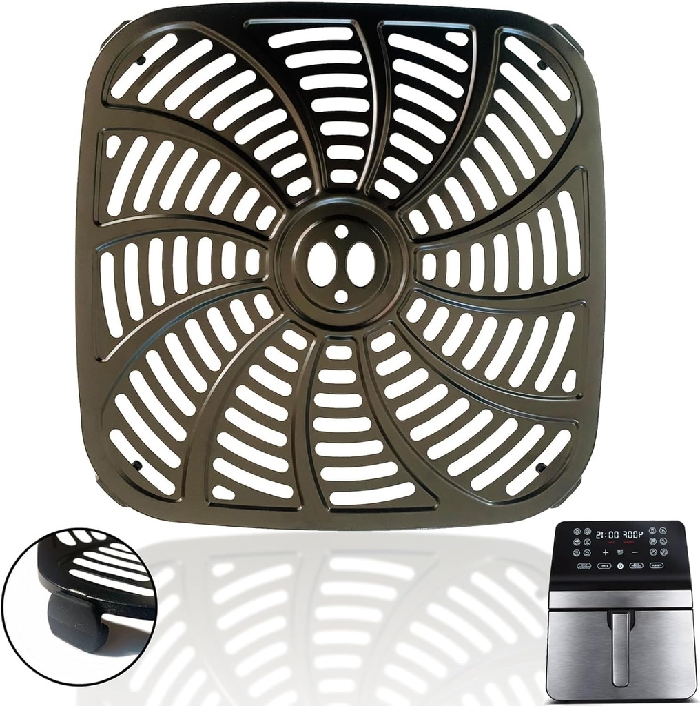 8QT Air Fryer Crisping Plate for Gourmia GAF846 Air Fryers, Upgraded Nonstick Air Fryer Grill Pan Plate Crisper Tray Rack Insert Grate Shelf Grid for 8QT Gourmia Air Fryers, Dishwasher Safe