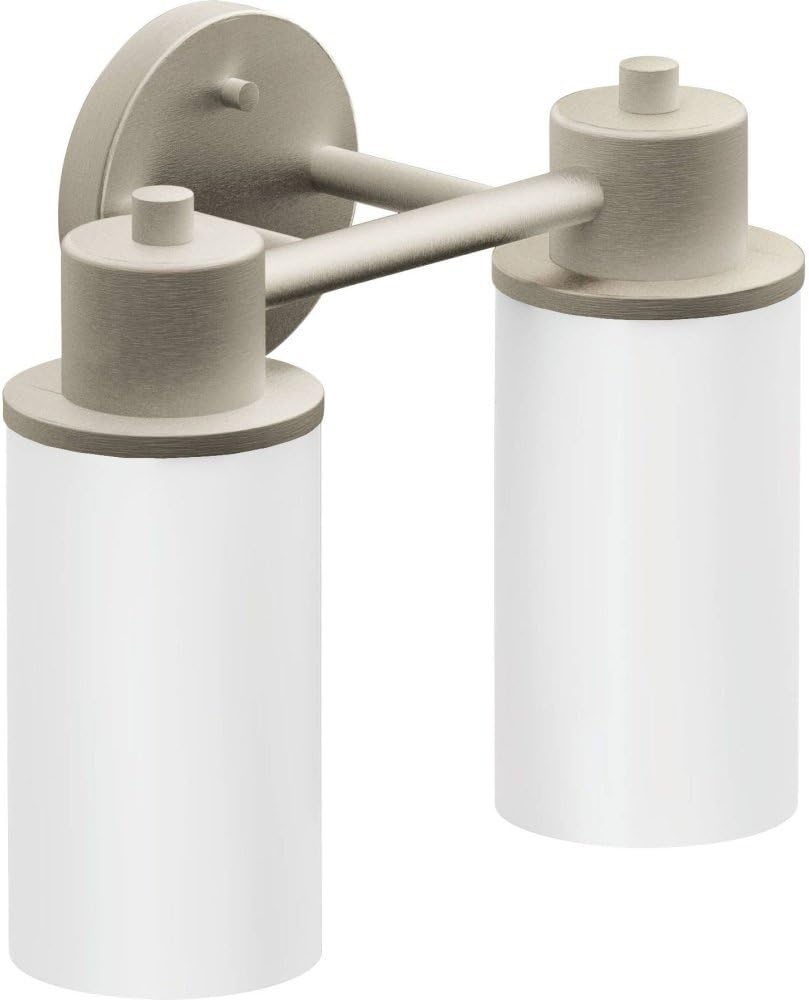 Moen DN0762BN Iso 2-Light Dual-Mount Bath Bathroom Vanity Fixture with Frosted Glass, Brushed Nickel