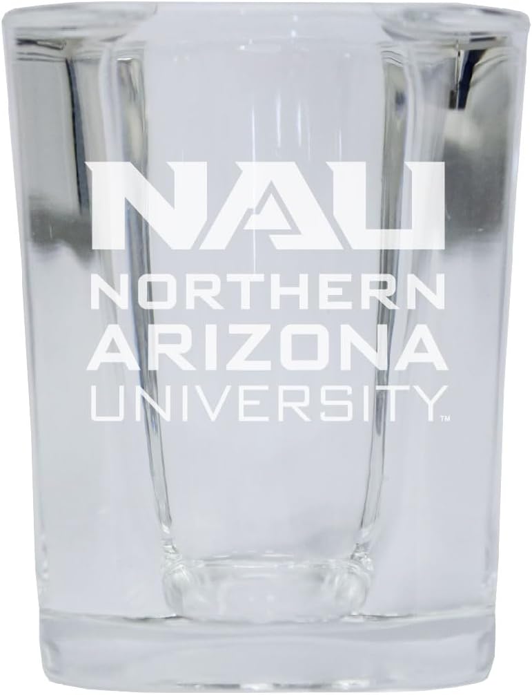 R and R Imports Northern Arizona Lumberjacks 2 Ounce Shot Glass Square Officially Licensed Collegiate Product
