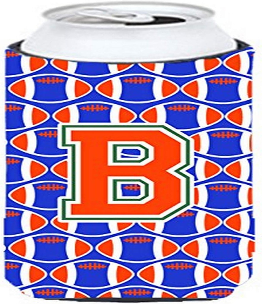 Letter B Football Green, Blue and Orange Tall Boy Beverage Insulator Hugger